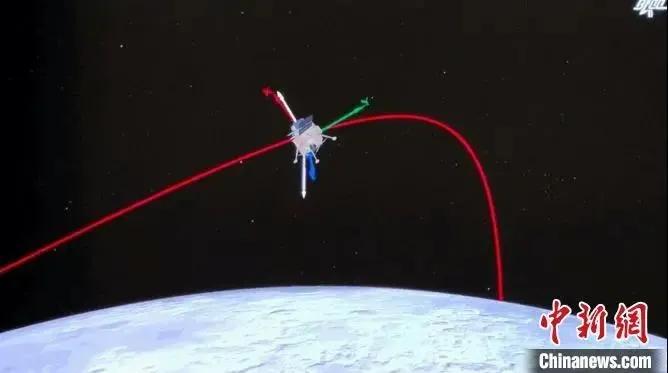 嫦娥五號(hào)著上組合體模擬圖。北京飛控中心供圖 點(diǎn)擊進(jìn)入下一頁(yè)